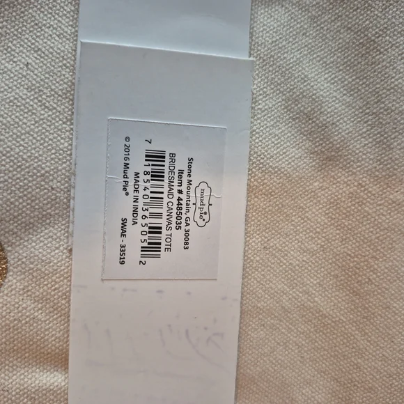 Mud Pie Bridesmaid Canvas Tote Bag - Cream and Gold - Picture 2 of 7